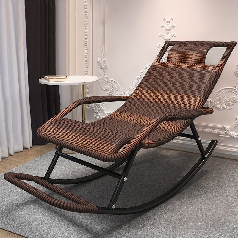 Traditional Indoor Recliner Chair Wicker Rocking Chair  Woven Rattan