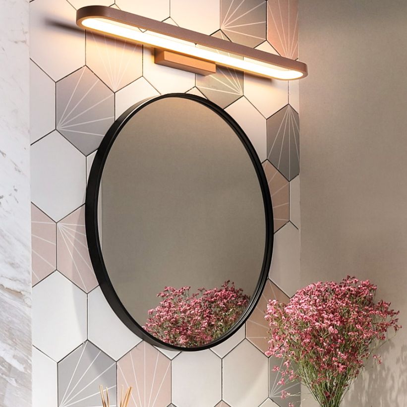 Éclairage de mur de miroir de style simple de style miroir simple à 1 lumière linéaire en marron
