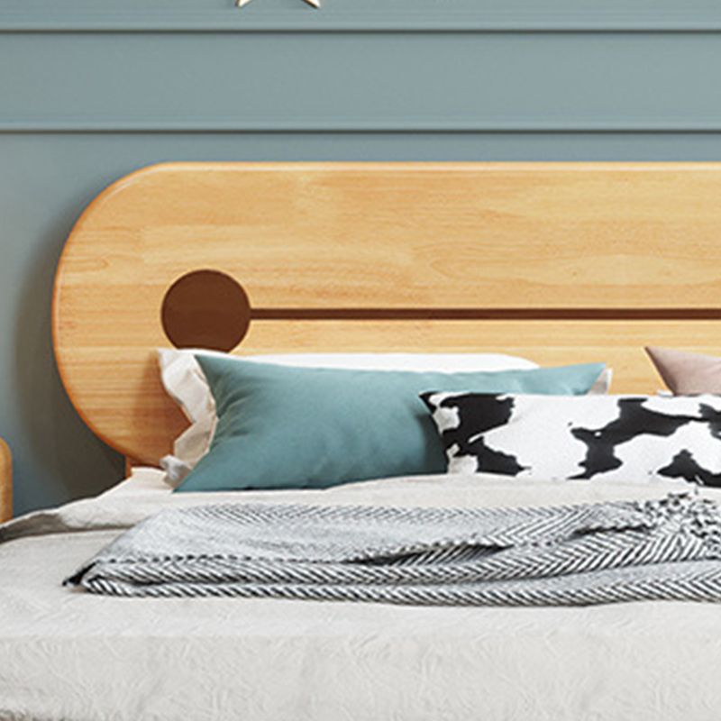 84.65 inch Wide Scandinavian Standard Bed Solid Wood Bed with Headboard