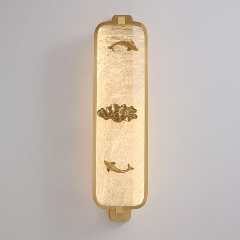 Luce da parete di rame rettangolare contemporanea a parete a 1 luci per camera da letto