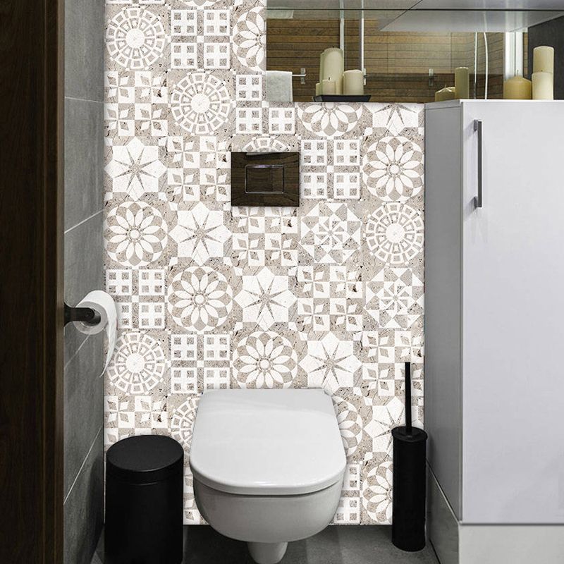 Mandala Pattern Marble Wallpapers Contemporary PVC Stick On Wall Covering in Brown