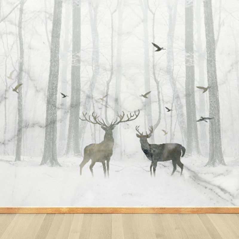 Illustration Style Abstract Mural Giant Wall Covering for Dining Room, Custom Printed