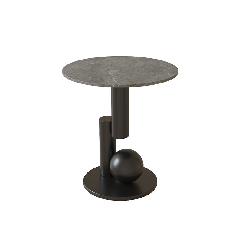 21.6"H Modern Single Pedestal Base Solid Color Metal Round End Table