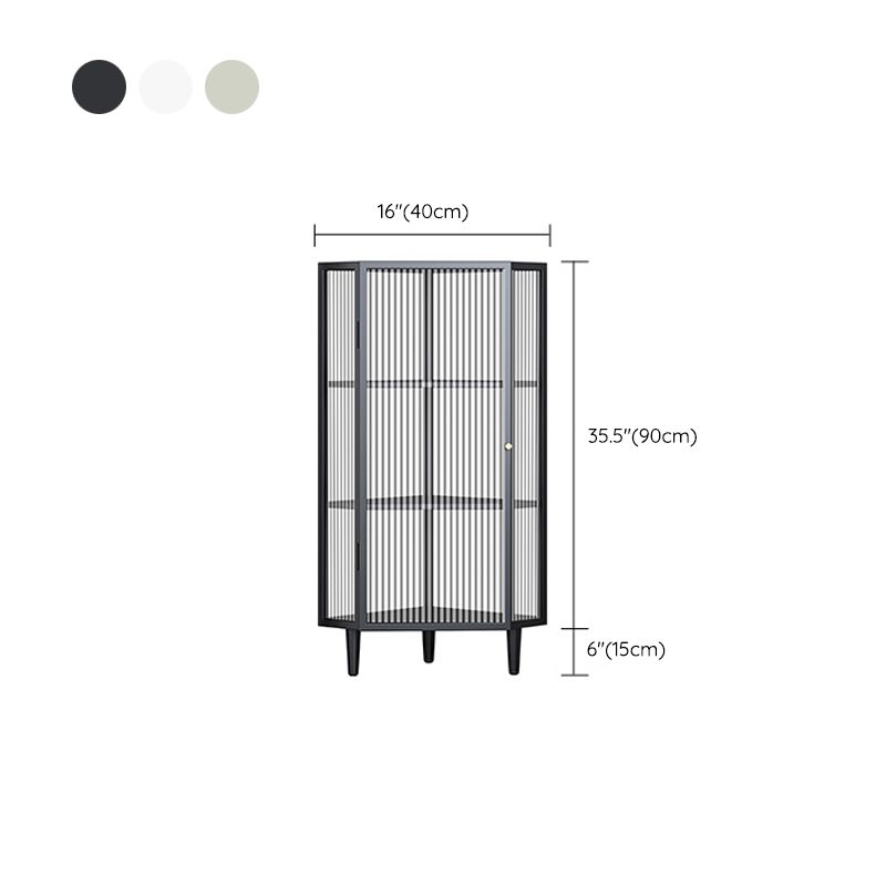 Contemporary Metal Curio Cabinet Corner Unit Display Cabinet with Doors for Dining Room