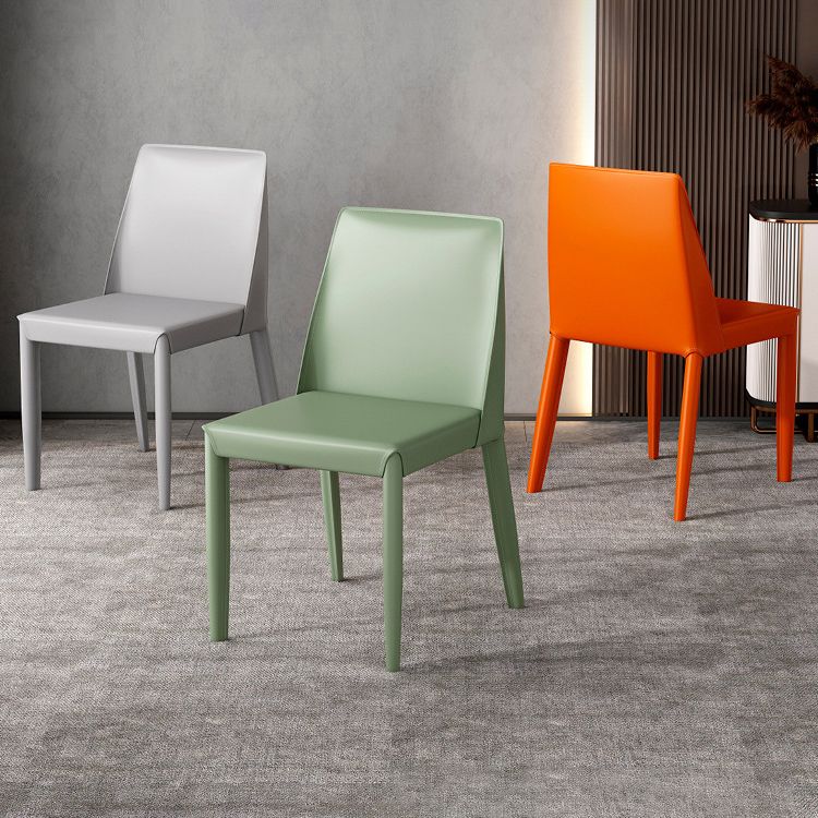 Faux Leather Armless Dining Chairs Contemporary Side Chair Set