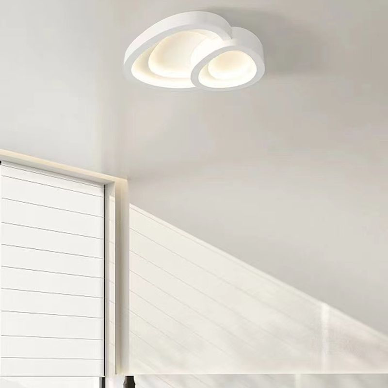 Nordic Style Ceiling Light Fixture White Flush Mount with Metal for Bedroom