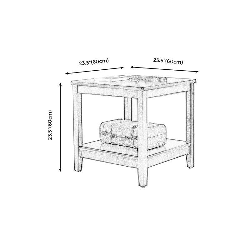 Square Wood Sofa Side Table Double Tier End Table for Living Room