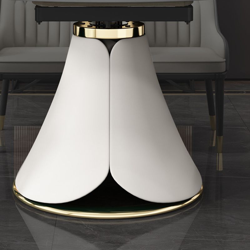 Glam Style Sintered Stone Table Pedestal Dining Table for Kitchen