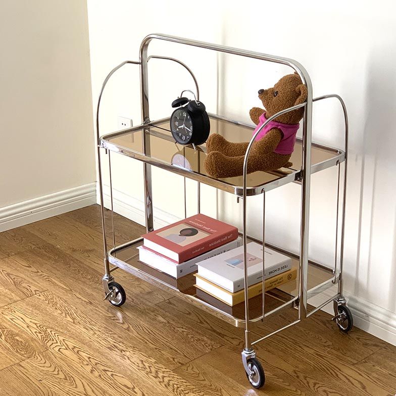 31.50" High Modern Style Rectangle Prep Table Rolling Metal Prep Table for Home