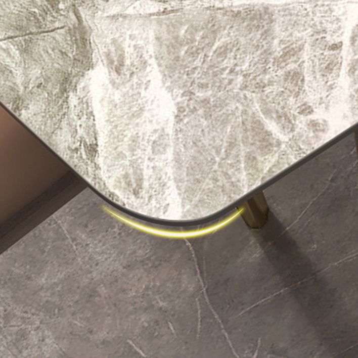 Modern Rectangle Dining Table Sintered Stone Top Ash Base Table with 4 Legs