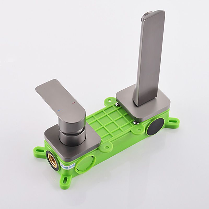 Modern Wall Mounted Bathroom Faucet Lever Handle Low Arc 2 Hole Faucets