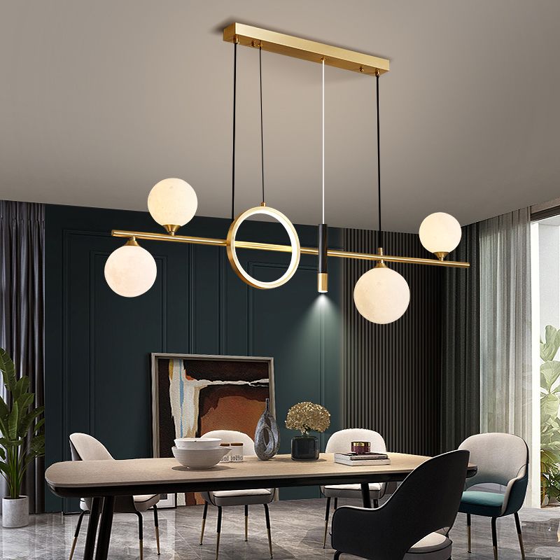 Shaded Dinning Room Island Pendant Light Metal LED Contemporary Island Light Fixture in Gold