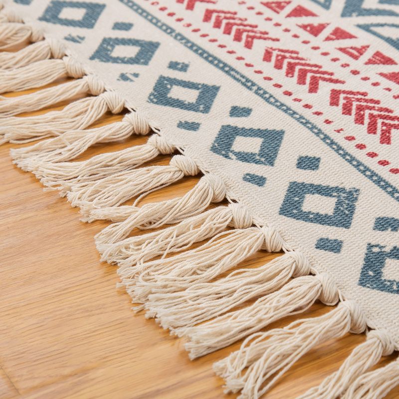 Funky Seamless Patterned Rug Multi Color Cotton Rug Pet Friendly Washable Carpet for Bedroom