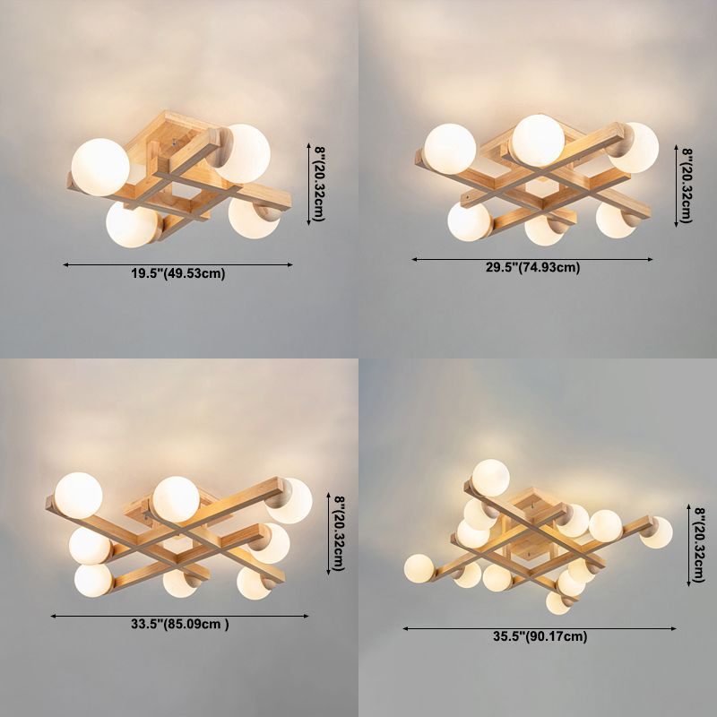 Luminaire encastré carré contemporain Plafonnier encastré en bois en marron