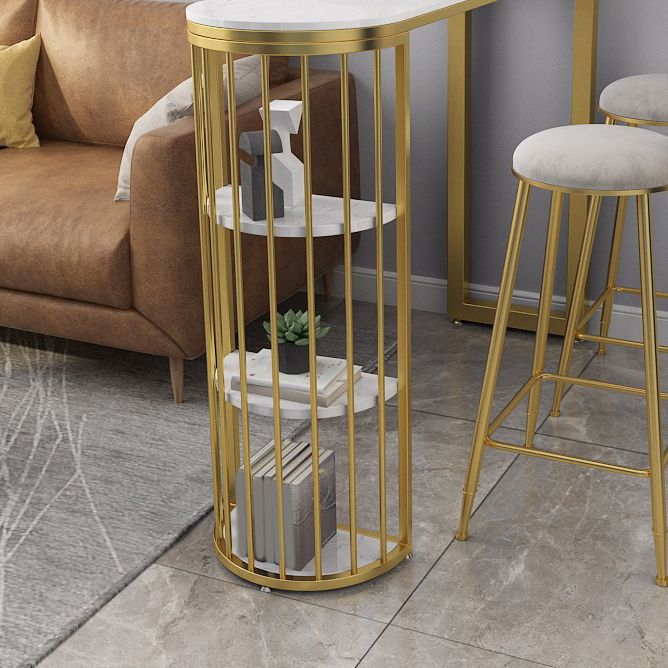 Stone Top Bar Table Set 1/2/3 Pieces Glam Storage Counter Height Set for Living Room