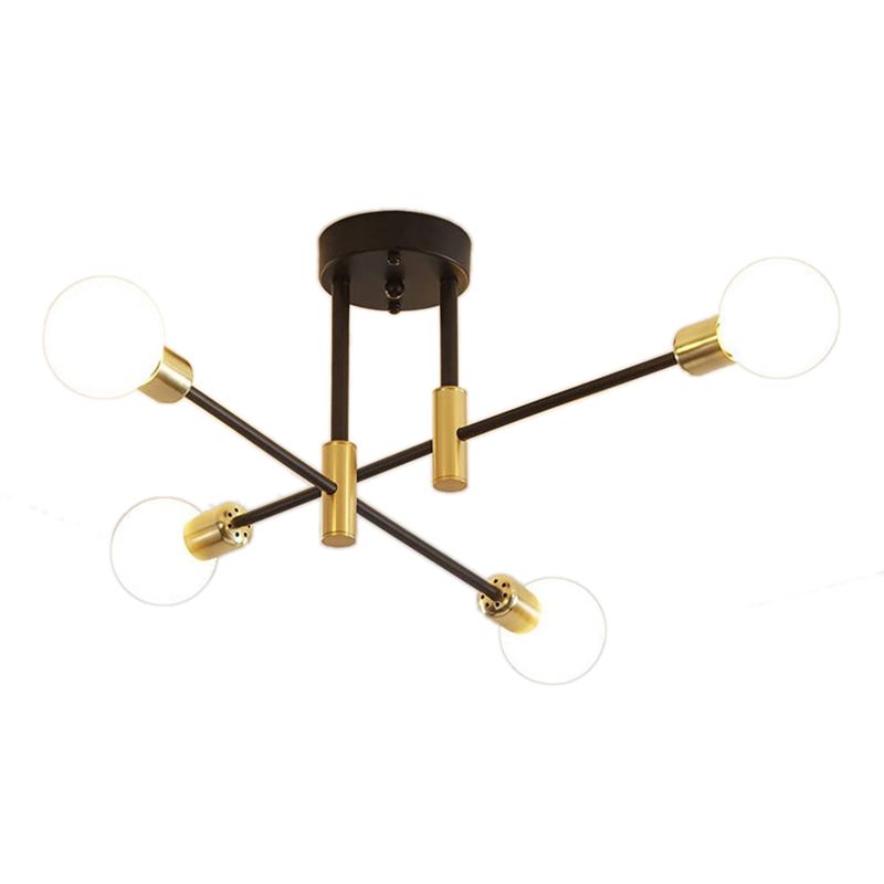 Sphere Ceiling Semi Flush Contemporary 4 / 6 / 8 - Light Semi Flush Mount in Black & Gold