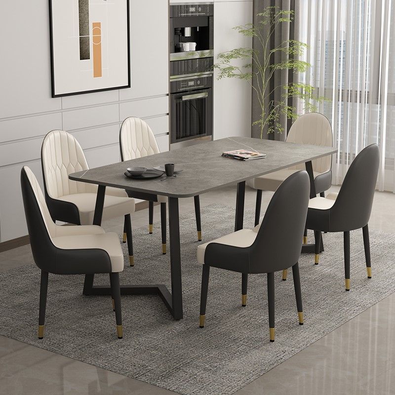 Mesa de comedor de piedra sinterizada Mesa de comedor moderna con pedestal doble