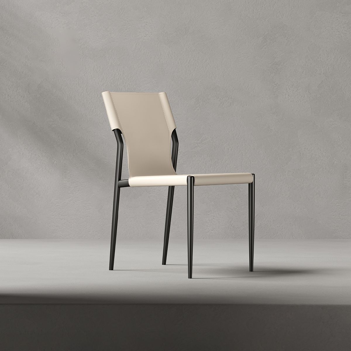 Leather Dining Chair Industrial Dining Side Chair with Black Legs