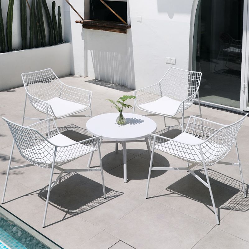 Industrial Metal Dining Armchair Water Resistant Armchair with Arm