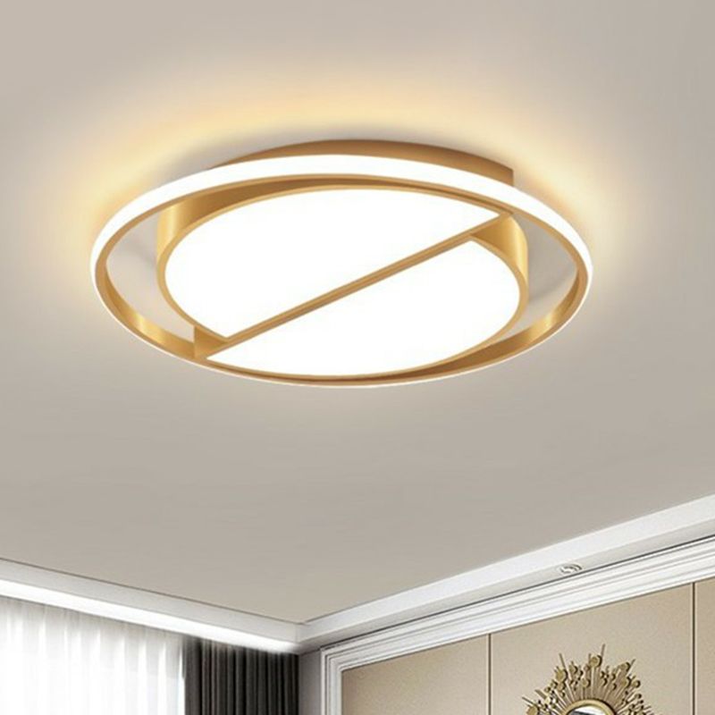 Geometrical Flush Mount Lighting Minimalist Acrylic Bedroom LED Flush Mount Fixture in Gold