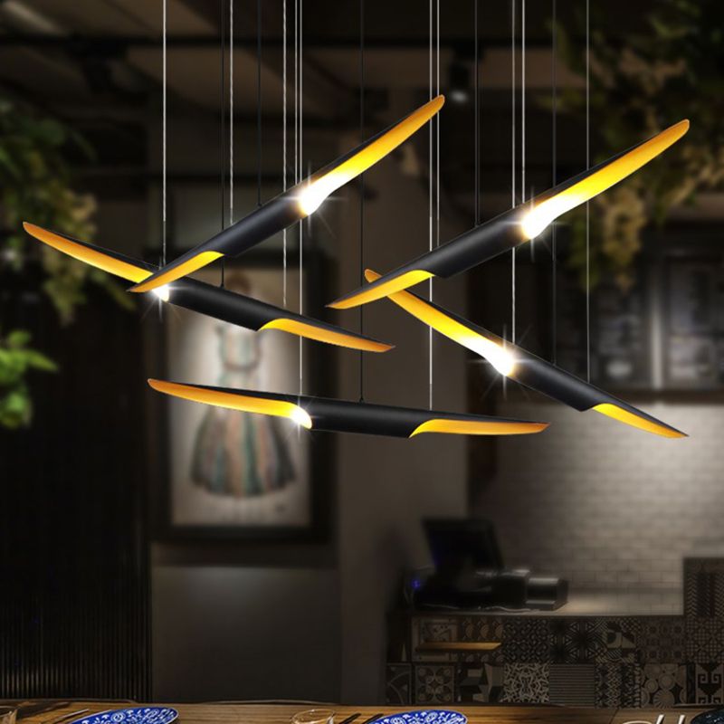 Industrial Pendant Light Linear Shape Island Lamp with Metal Shade for Living Room