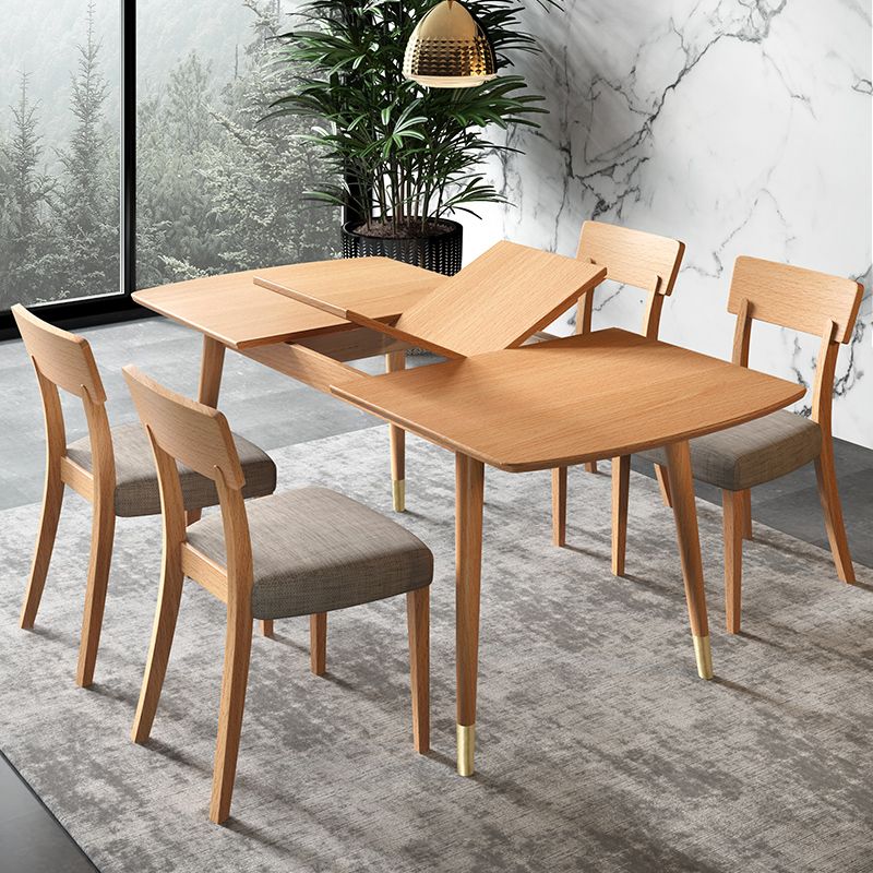 47" Extendable Beech Wood Dining Table Rectangle Kitchen Table with 4 Legs