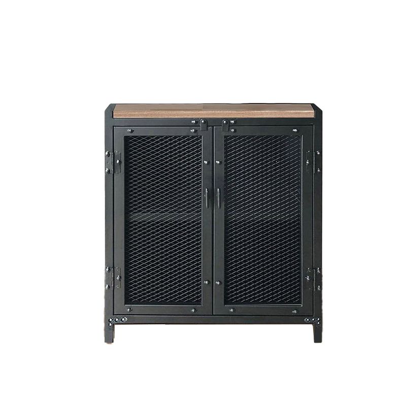 Black Industrial Accent Cabinet with Doors and Bar Pulls Storage Cabinet