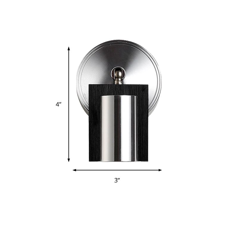 1 Light Bedroom Wall Sconce with Cylinder Metal Shade Black Wall Mount Light in Warm/White Lighting