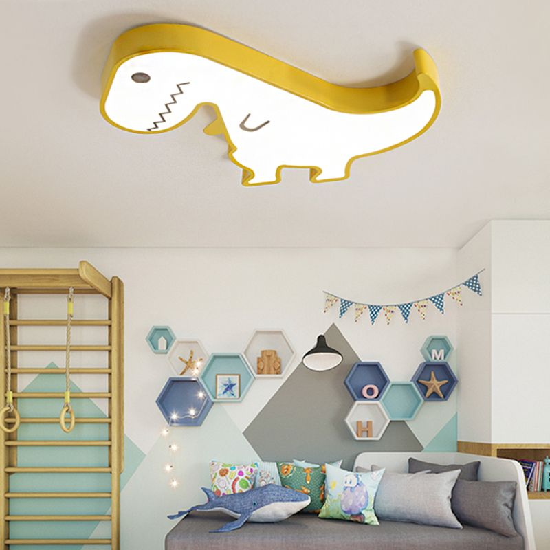 LED-slaapkamer inbouwlamp met dinosaurus acryl kap cartoonstijl geel/wit plafondverlichting, warm/wit licht