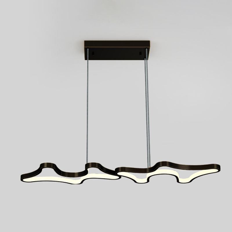 Luci del lampadario dell'isola moderna lineare Luci a soffitto a led in metallo per sala da pranzo