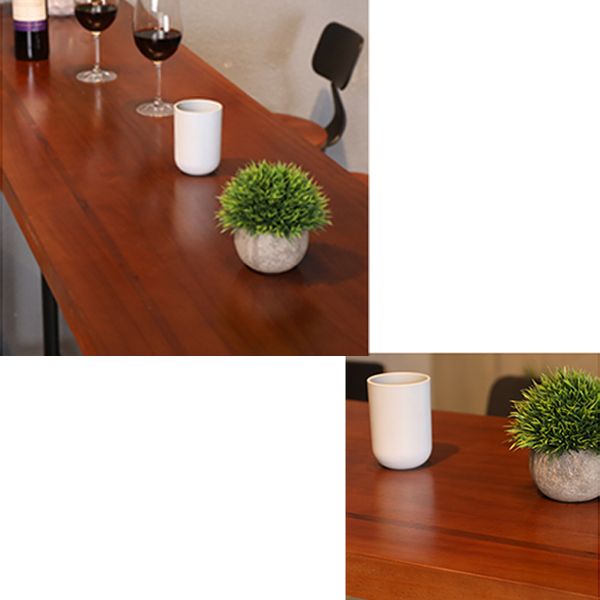 Industrial Trestle Base Bar Height Table Metal and Wood Bar Table for Dining Room