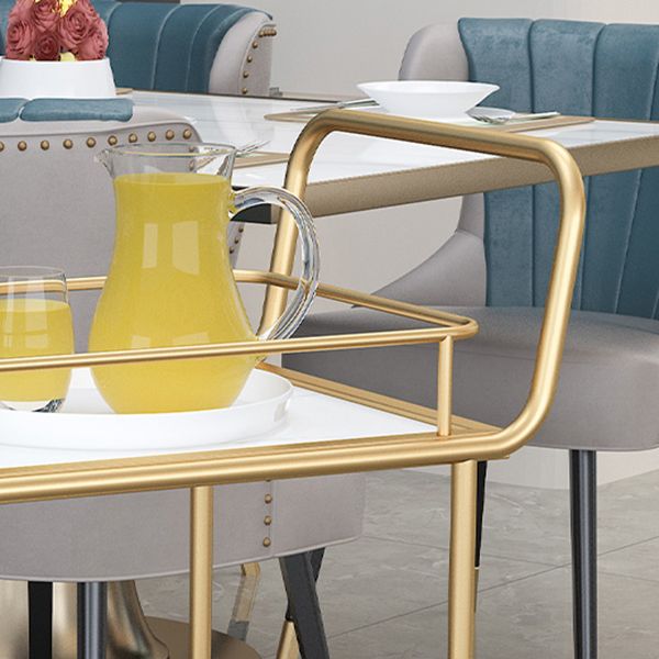 Metal Modern Prep Table Rolling Rectangular 33.86"H Prep Table for Dining Room