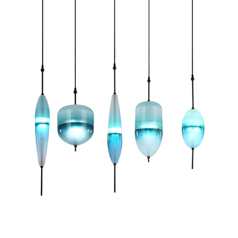 Lampe de suspension en verre de forme ovale créative moderne la lumière suspendue à 1 lumière pour salle à manger