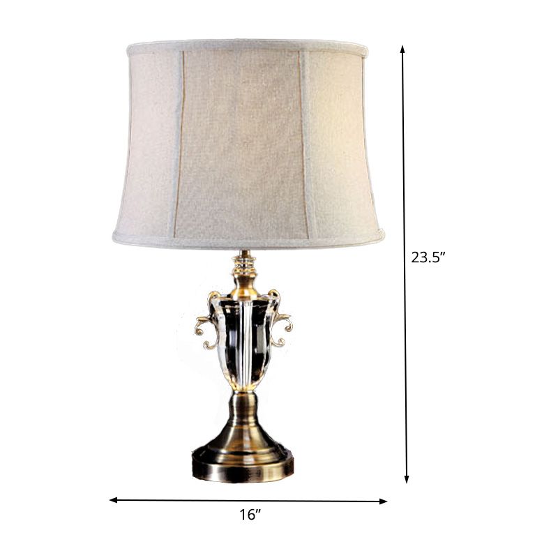 1 Lampe de chevet de chevet de tête modernisme lampe de table de chevet grise avec une teinte en tissu ovale