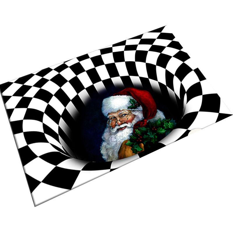 Contemporary Snowman Print Rug Polyester Carpet Non-Slip Backing Indoor Rug for Living Room