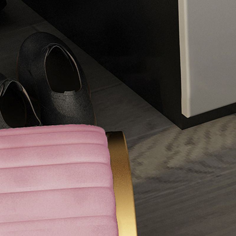 Glam Velvet Pouf Chair Tear Resistant Cylinder Shape Gold Base Ottoman Stool