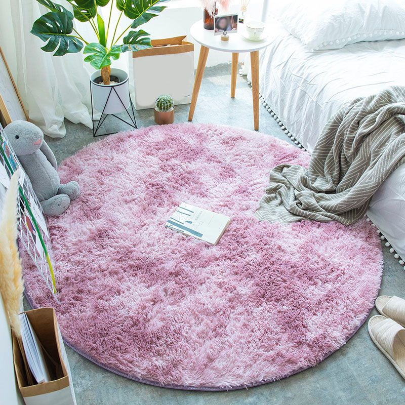 Multi-Color Tie Dye Pattern Rug Faux Fur Relaxing Area Carpet Pet Friendly Non-Slip Rug for Bedroom