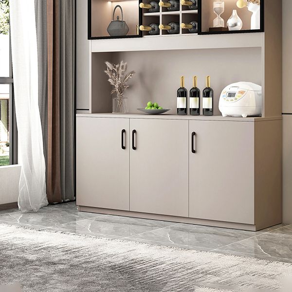 Manufactured Wood Modern Bottle Holder Floor Glass Door with Storage Shelves