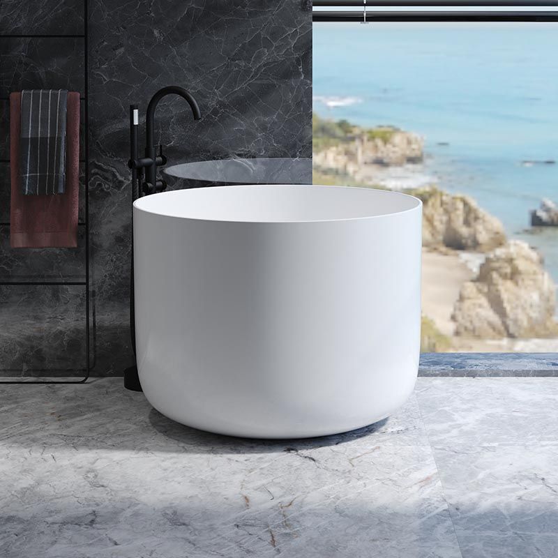Modern Round Acrylic Bath Tub 26.77" H Freestanding Bathtub for Home