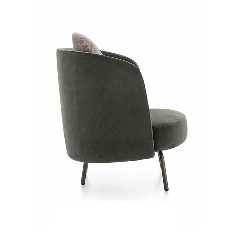 Modern Style Recessed Arms Chair with Black Metal Basic Four Leg