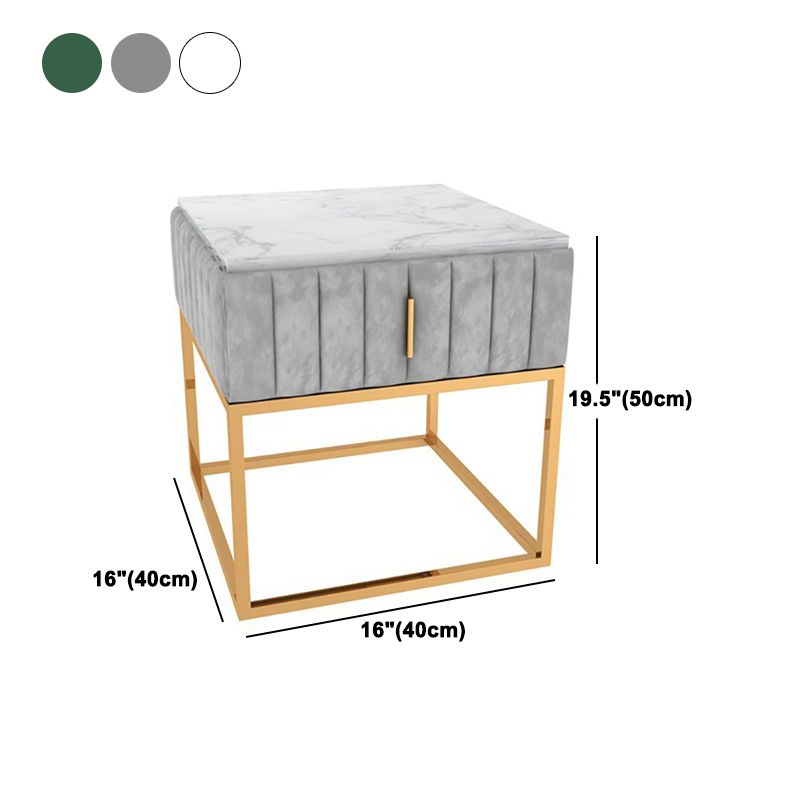 20'' Tall Metal Night Table Glam Marble Top 2-Drawer Bed Nightstand