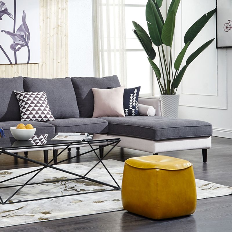 Contemporary Rectangle Shape Pouf PU Leather Upholstered Ottoman