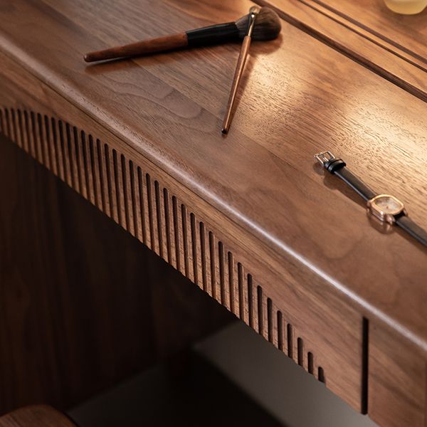 Scandinavian Vanity Makeup Table Set Wolnut Dressing Table Stool Set