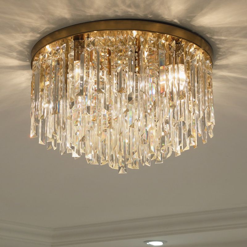 Chroom/Goud Tapered Flush Verlichting Hedendaagse Crystal Draping 6 Hoofden Slaapkamer Plafond Opgezette Licht