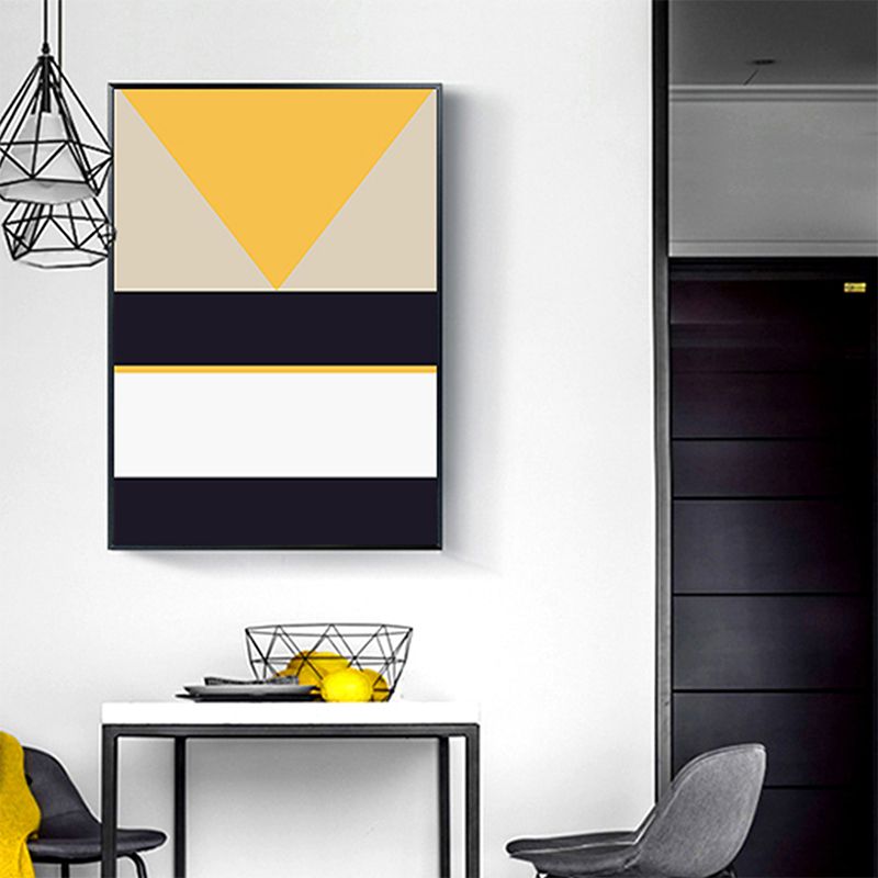 Scandinavian Geometry Wall Decor Canvas Textured Yellow Painting for Living Room