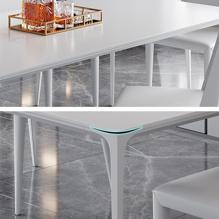 Sintered Stone Dining Table Industrial Style 4 Legs Base Rectangle Table for Home