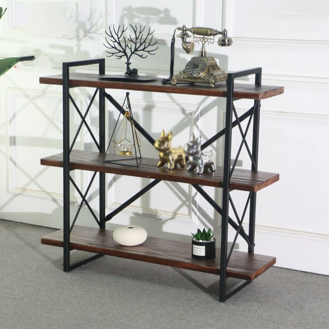 Industrial Style Etagere Bookshelf Open Shelf Bookcase with Rectangular Shelves