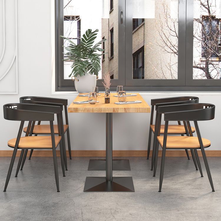 Tavolo da pranzo in legno di pino industriale tavolo quadrato in natura con piedistallo in metallo