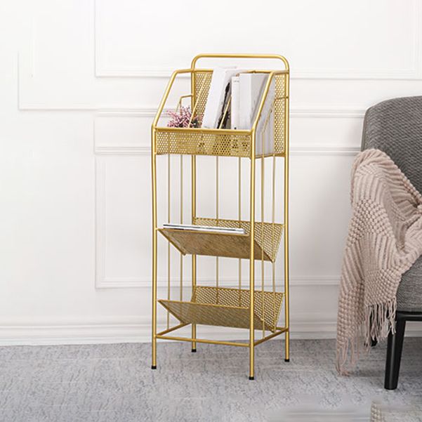 3-Shelf Metal Geometric Bookshelf Contemporary Closed Back Book Shelf,39" H x 11" W