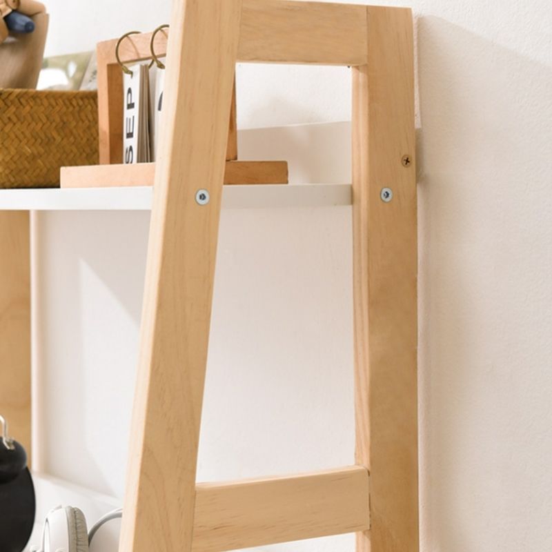 Contemporary Ladder Bookcase Wooden Open Back Bookshelf with Shelves for Home